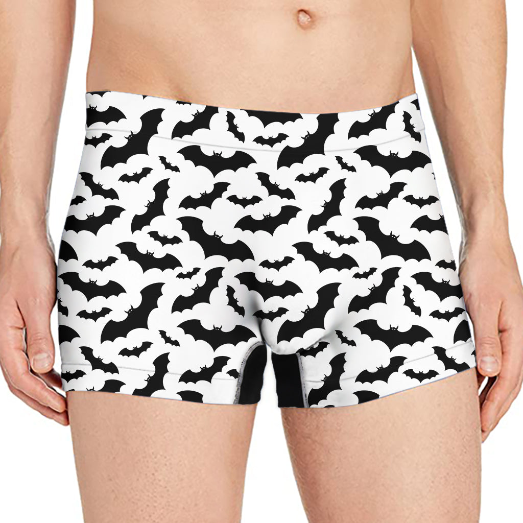 White And Black Halloween Bat Print Men's Boxer Briefs