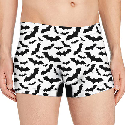 White And Black Halloween Bat Print Men's Boxer Briefs