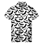 White And Black Halloween Bat Print Men's Short Sleeve Shirt