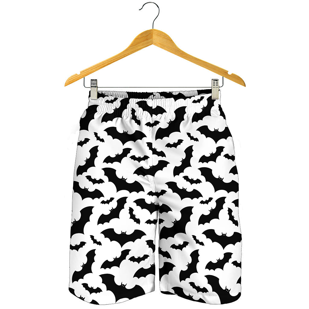 White And Black Halloween Bat Print Men's Shorts
