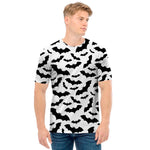 White And Black Halloween Bat Print Men's T-Shirt