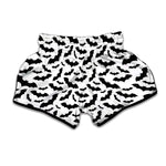 White And Black Halloween Bat Print Muay Thai Boxing Shorts