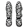 White And Black Halloween Bat Print Muay Thai Shin Guards