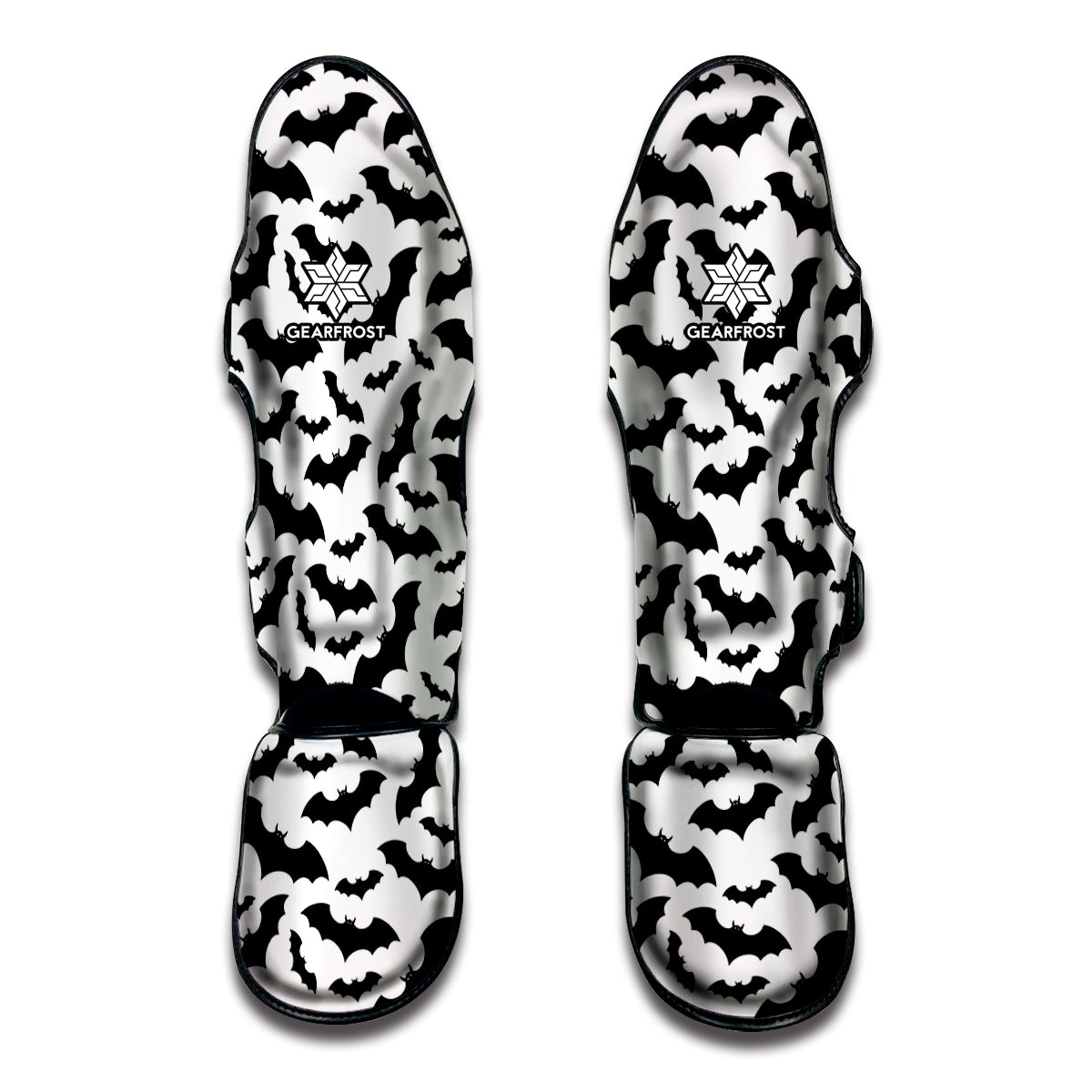 White And Black Halloween Bat Print Muay Thai Shin Guard