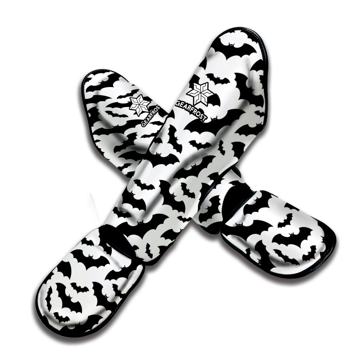 White And Black Halloween Bat Print Muay Thai Shin Guard