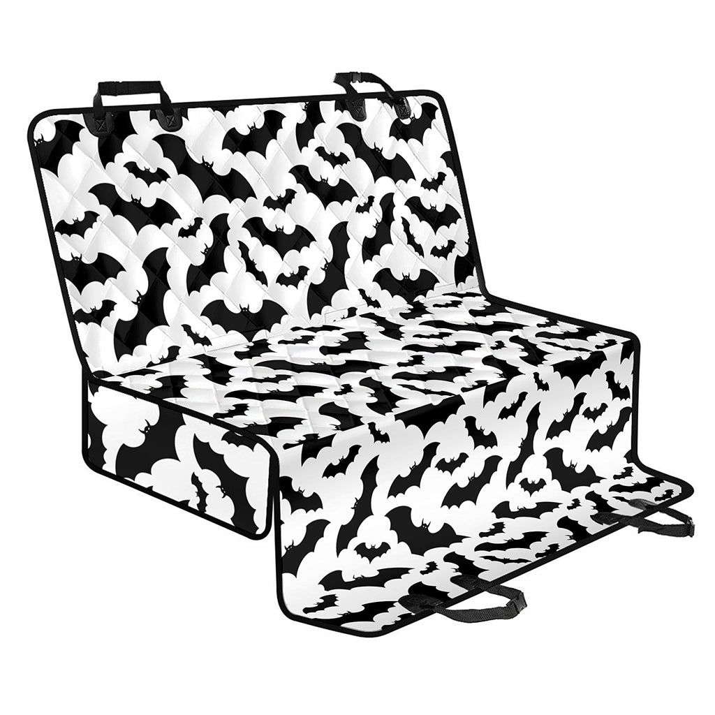 White And Black Halloween Bat Print Pet Car Back Seat Cover