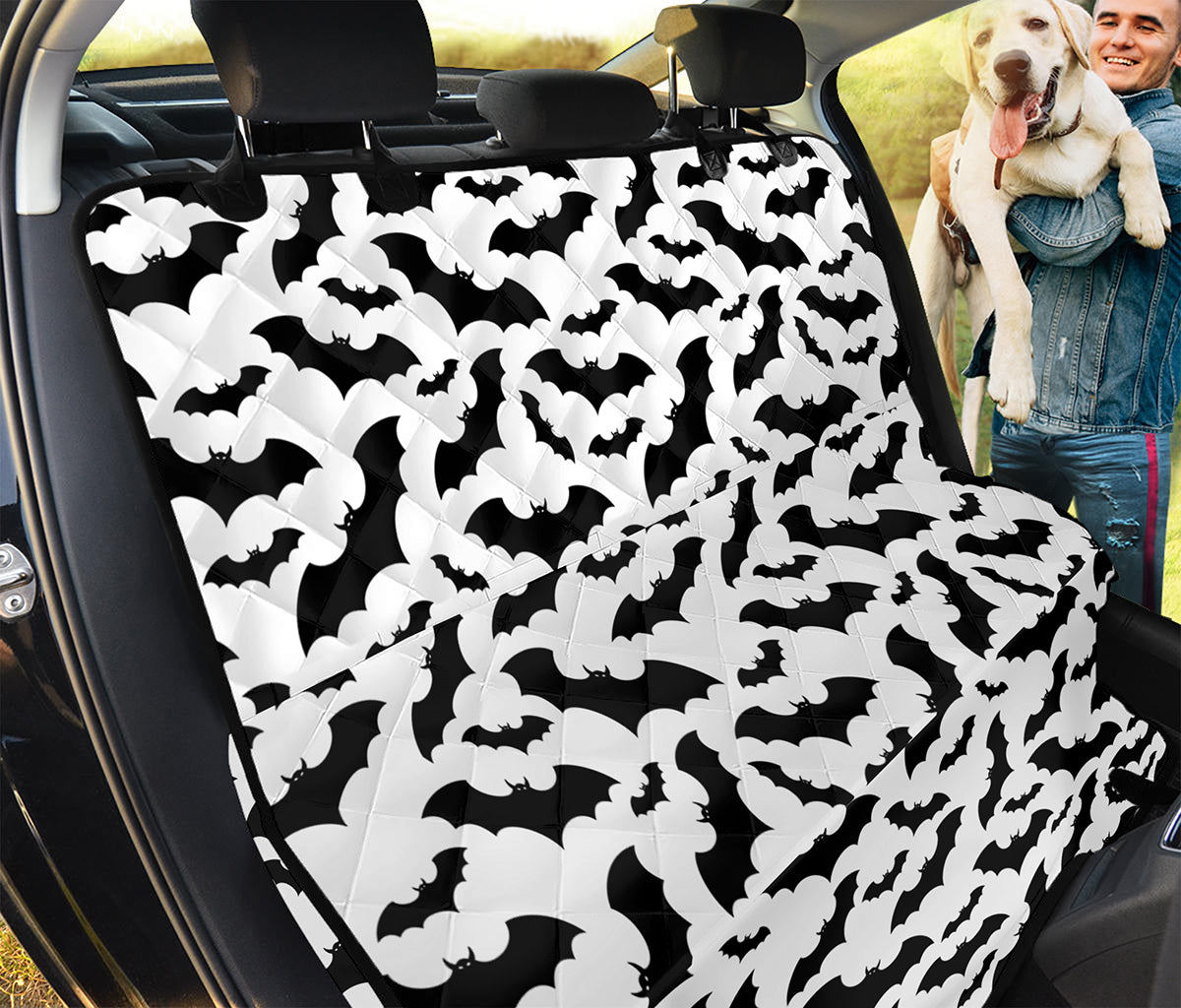 White And Black Halloween Bat Print Pet Car Back Seat Cover
