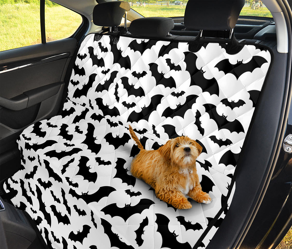 White And Black Halloween Bat Print Pet Car Back Seat Cover