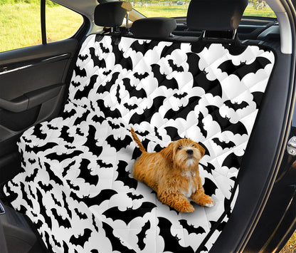 White And Black Halloween Bat Print Pet Car Back Seat Cover