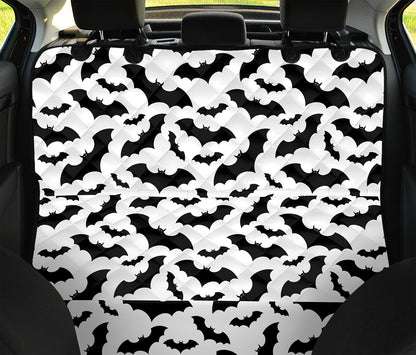 White And Black Halloween Bat Print Pet Car Back Seat Cover