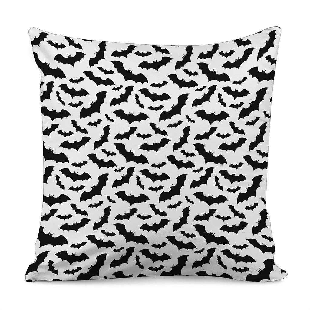 White And Black Halloween Bat Print Pillow Cover