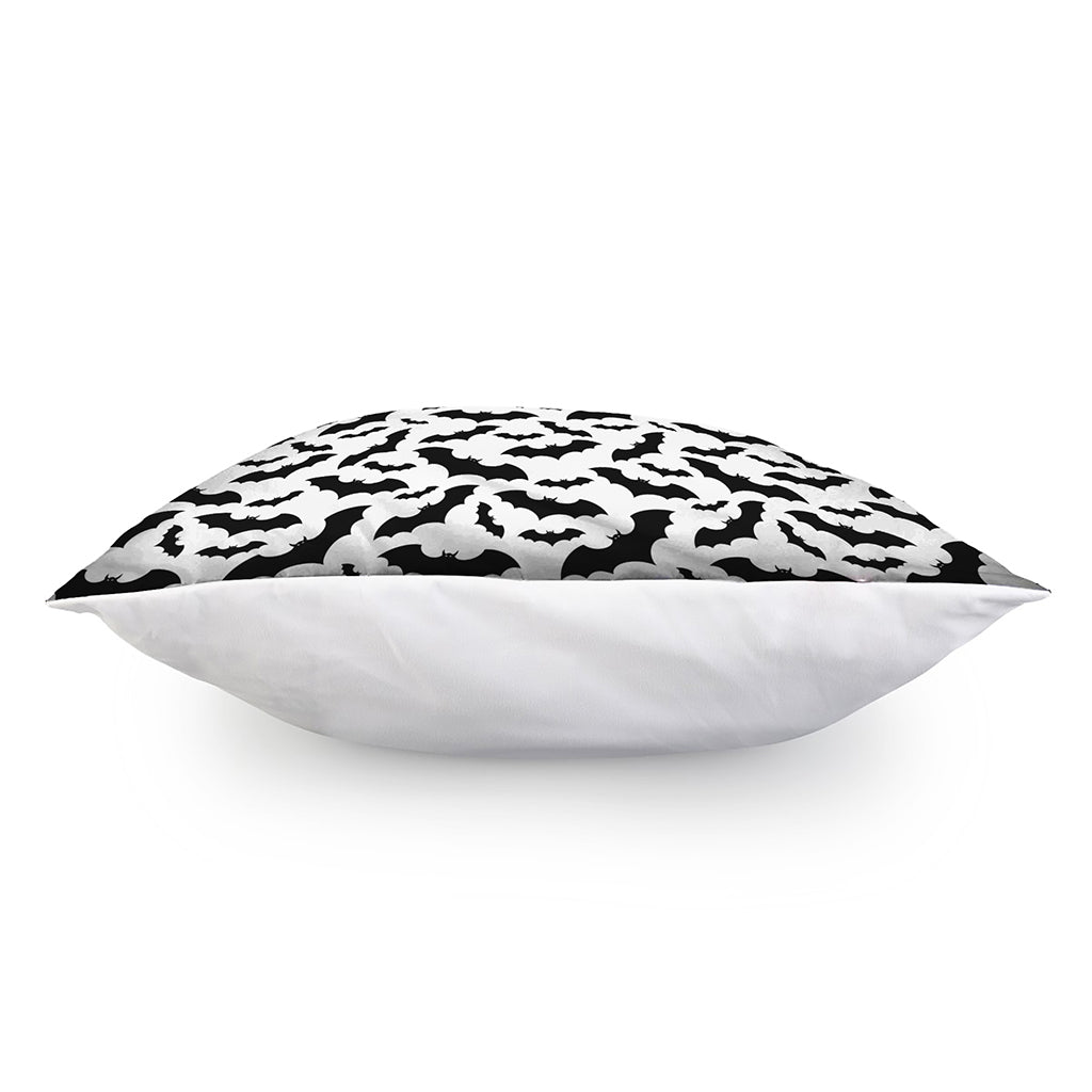 White And Black Halloween Bat Print Pillow Cover