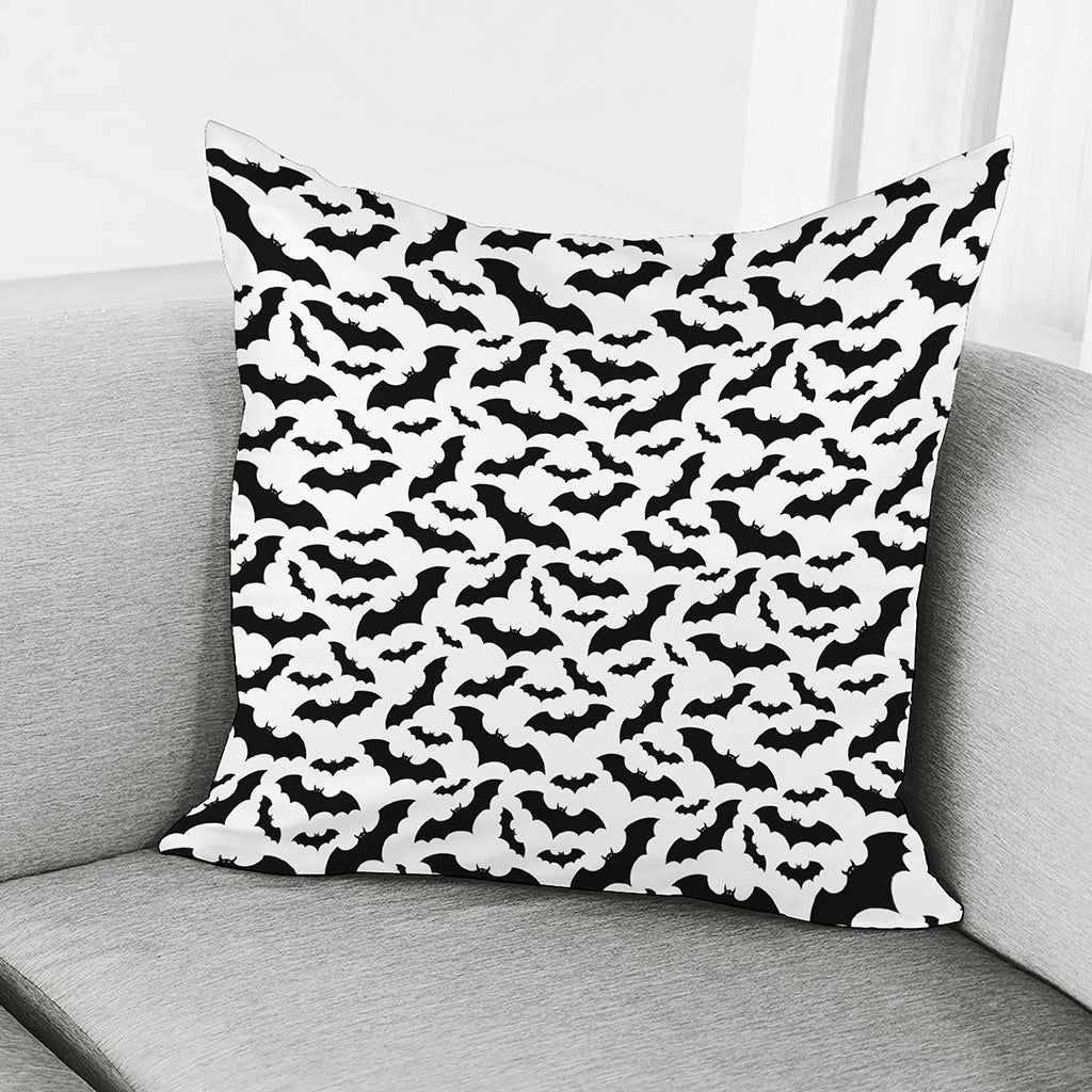 White And Black Halloween Bat Print Pillow Cover