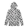 White And Black Halloween Bat Print Pullover Hoodie