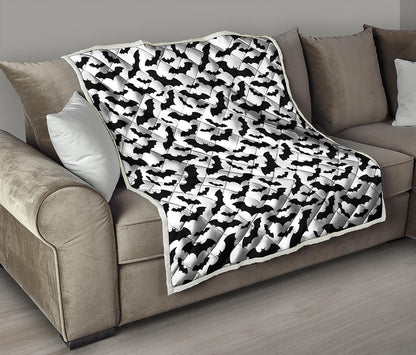 White And Black Halloween Bat Print Quilt