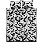 White And Black Halloween Bat Print Quilt Bed Set
