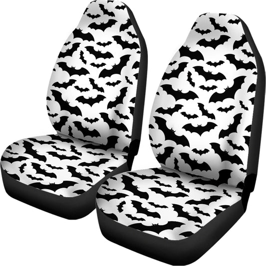 White And Black Halloween Bat Print Universal Fit Car Seat Covers