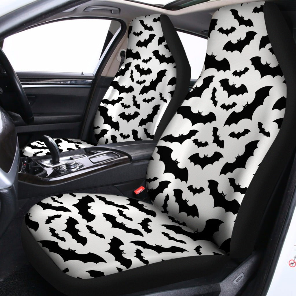 White And Black Halloween Bat Print Universal Fit Car Seat Covers