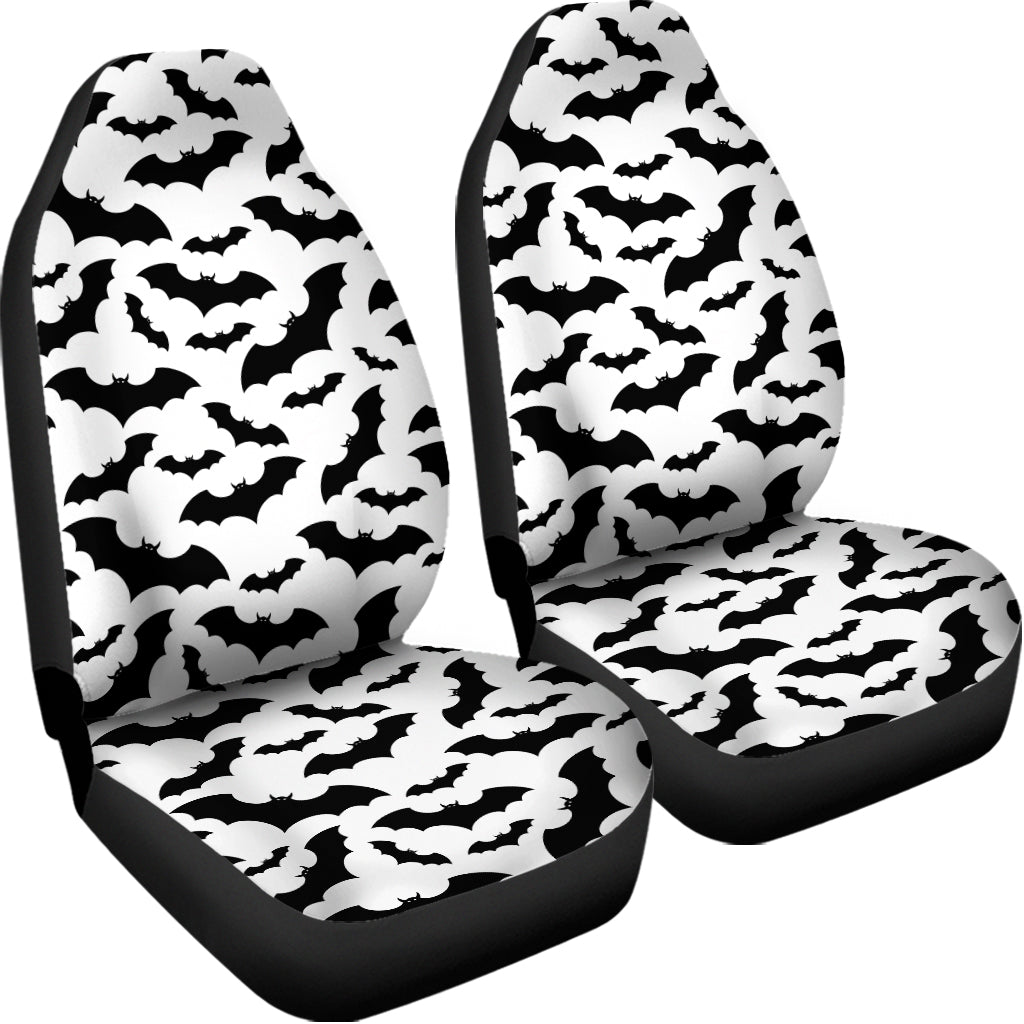 White And Black Halloween Bat Print Universal Fit Car Seat Covers