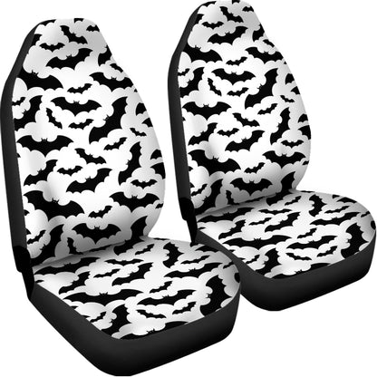 White And Black Halloween Bat Print Universal Fit Car Seat Covers