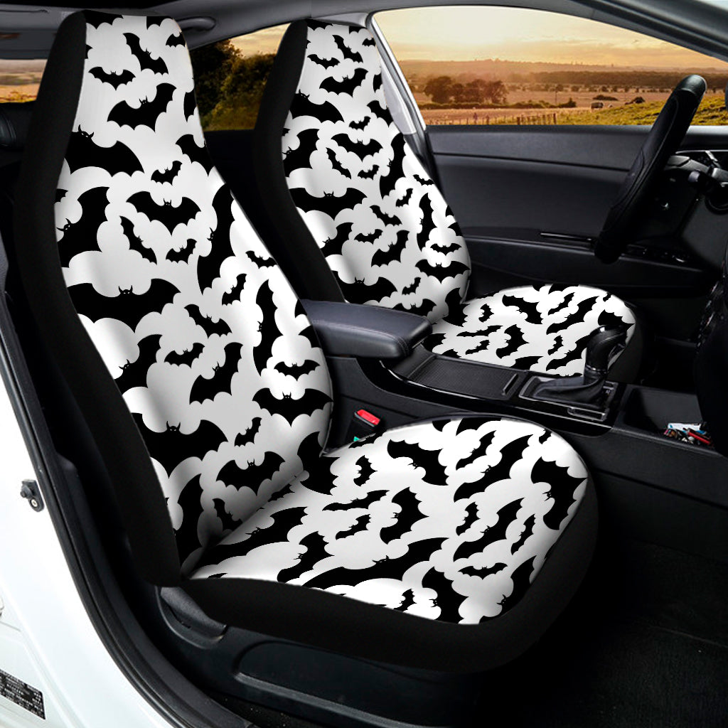 White And Black Halloween Bat Print Universal Fit Car Seat Covers