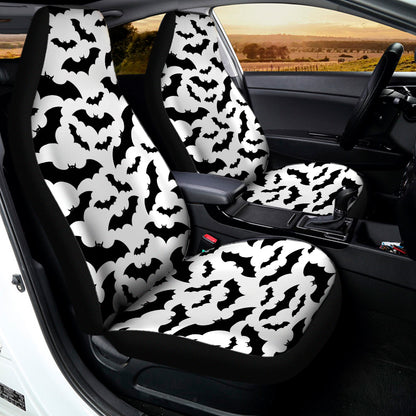 White And Black Halloween Bat Print Universal Fit Car Seat Covers