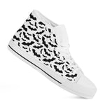 White And Black Halloween Bat Print White High Top Shoes