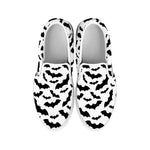 White And Black Halloween Bat Print White Slip On Shoes