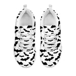 White And Black Halloween Bat Print White Sneakers