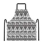 White And Black Indian Elephant Print Apron