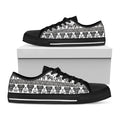 White And Black Indian Elephant Print Black Low Top Sneakers