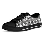 White And Black Indian Elephant Print Black Low Top Shoes