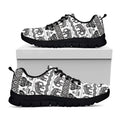 White And Black Indian Elephant Print Black Running Shoes