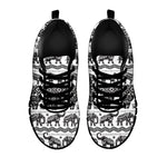 White And Black Indian Elephant Print Black Sneakers
