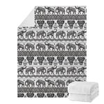 White And Black Indian Elephant Print Blanket