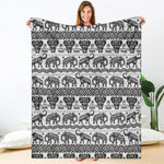 White And Black Indian Elephant Print Blanket