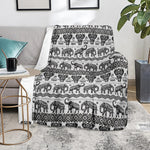 White And Black Indian Elephant Print Blanket