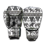 White And Black Indian Elephant Print Boxing Gloves
