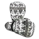 White And Black Indian Elephant Print Boxing Gloves