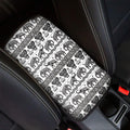 White And Black Indian Elephant Print Car Center Console Cover