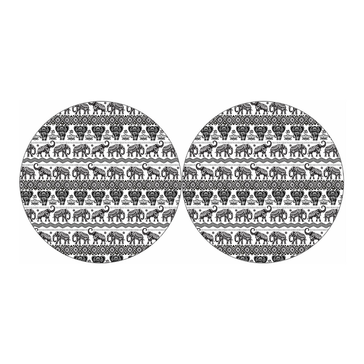 White And Black Indian Elephant Print Car Coasters