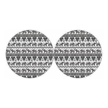 White And Black Indian Elephant Print Car Coasters