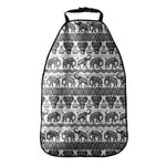 White And Black Indian Elephant Print Car Seat Organizers