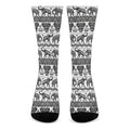 White And Black Indian Elephant Print Crew Socks