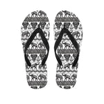 White And Black Indian Elephant Print Flip Flops
