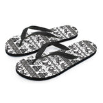 White And Black Indian Elephant Print Flip Flops