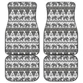 White And Black Indian Elephant Print Front and Back Car Floor Mats