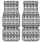 White And Black Indian Elephant Print Front and Back Car Floor Mats