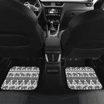 White And Black Indian Elephant Print Front and Back Car Floor Mats
