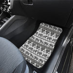 White And Black Indian Elephant Print Front and Back Car Floor Mats